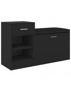 Panca Porta Scarpe Nera 94,5x31x57 cm in Legno Multistrato 2