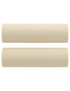 Set Divani 3 pz con Cuscini Crema in Tessuto 2