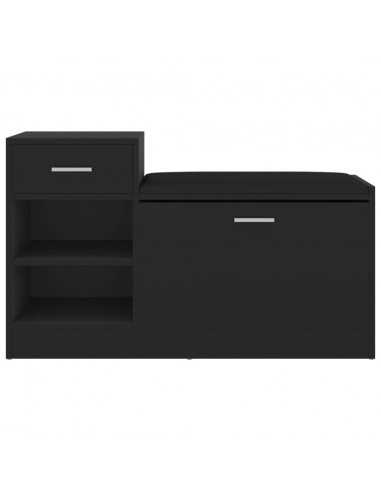 Panca Porta Scarpe Nera 94,5x31x57 cm in Legno Multistrato