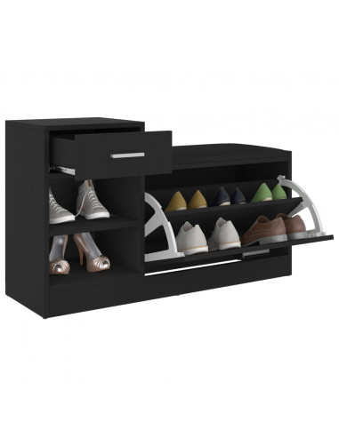 Panca Porta Scarpe Nera 94,5x31x57 cm in Legno Multistrato