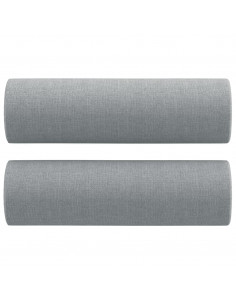 Set Divani 3 pz con Cuscini Grigio Chiaro in Tessuto