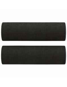 Set Divani 3 pz con Cuscini Nero in Tessuto