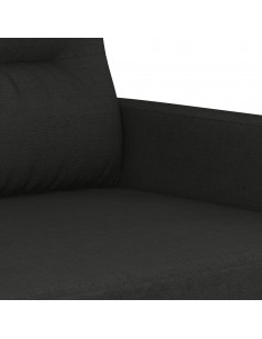 Set Divani 3 pz con Cuscini Nero in Tessuto 2