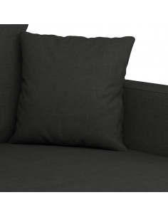 Set Divani 3 pz con Cuscini Nero in Tessuto 2