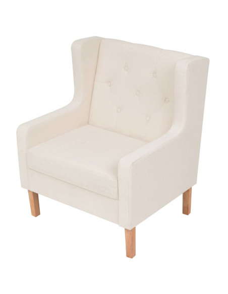 Set Divani 3 pz in Tessuto Bianco Crema