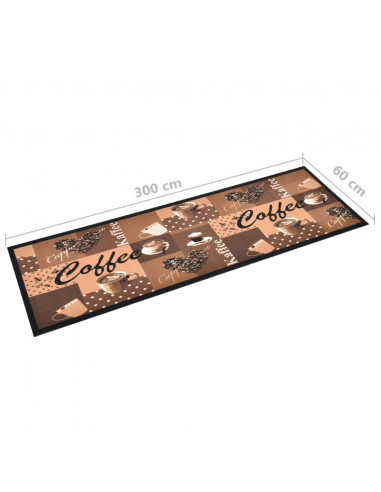 Tappetino da Cucina Lavabile Caffè Marrone 60x300 cm