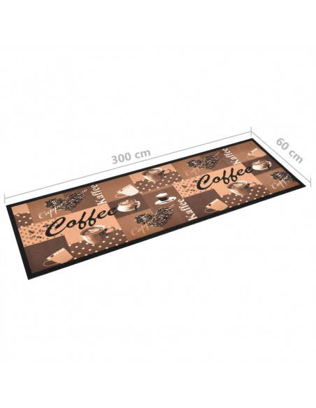 Tappetino da Cucina Lavabile Caffè Marrone 60x300 cm