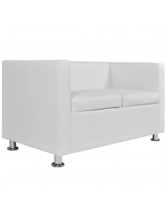 Set Divani a 2 e a 3 Posti in Similpelle Bianco