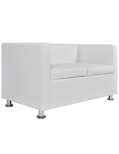 Set Divani a 2 e a 3 Posti in Similpelle Bianco