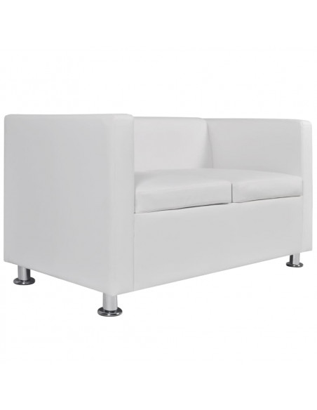Set Divani a 2 e a 3 Posti in Similpelle Bianco