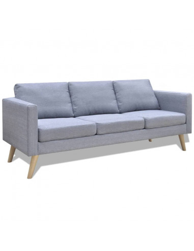 Set Divani a 2 e a 3 Posti in Tessuto Grigio Chiaro