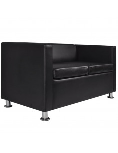 Set Divani a 3 e a 2 Posti in Similpelle Nero