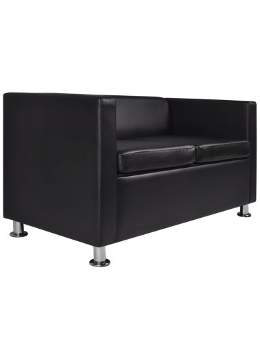 Set Divani a 3 e a 2 Posti in Similpelle Nero