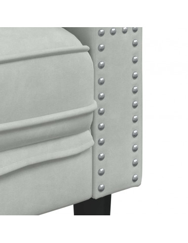Set Divani Chesterfield 2pz con Cuscini Grigio Chiaro Velluto