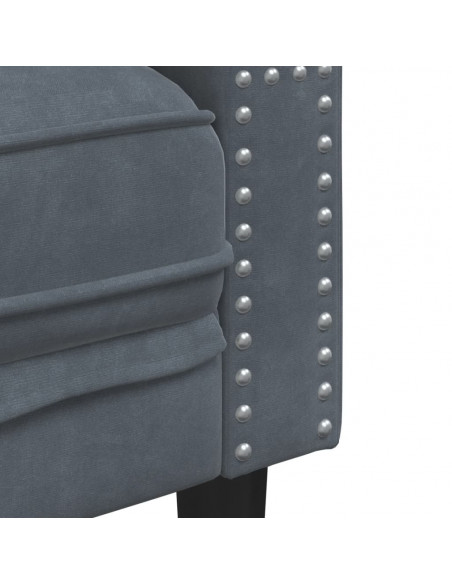 Set Divani Chesterfield 2pz con Cuscini Grigio Scuro Velluto