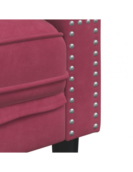Set Divani Chesterfield 2pz con Cuscini Rosso Vino Velluto