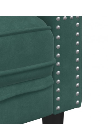 Set Divani Chesterfield 2pz con Cuscini Verde Scuro Velluto
