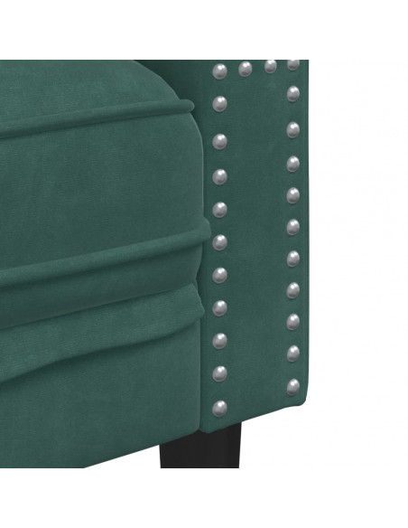 Set Divani Chesterfield 2pz con Cuscini Verde Scuro Velluto