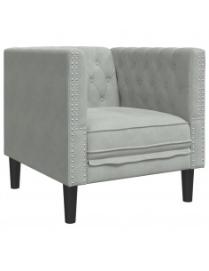 Set Divani Chesterfield 3pz con Cuscini Grigio Chiaro Velluto