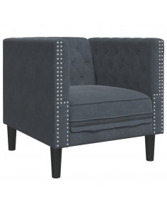 Set Divani Chesterfield 3pz con Cuscini Grigio Scuro Velluto