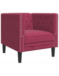 Set Divani Chesterfield 3pz con Cuscini Rosso Vino Velluto 2