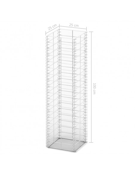 Set Gabbione 3 pz in Filo Zincato 25 x 25 x 100 cm