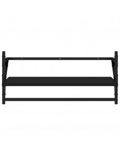 Set Mensole da Parete con Aste 4pz Nero in Legno Multistrato 2