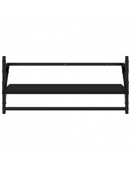 Set Mensole da Parete con Aste 4pz Nero in Legno Multistrato