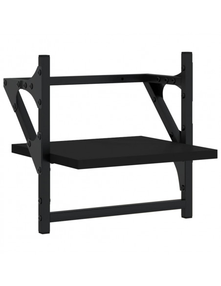 Set Mensole da Parete con Aste 6pz Nero in Legno Multistrato