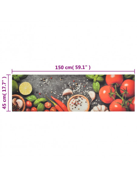 Tappeto da Cucina Lavabile Verdure 45x150 cm Velluto