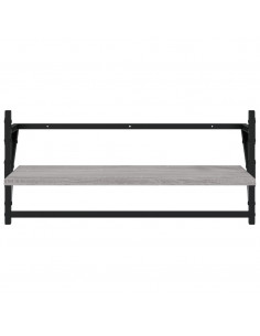 Set Mensole Parete con Aste 4pz Grigio Sonoma Legno Multistrato 2