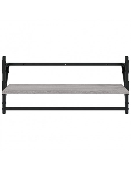 Set Mensole Parete con Aste 4pz Grigio Sonoma Legno Multistrato