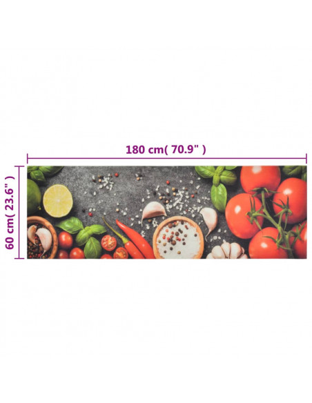 Tappeto da Cucina Lavabile Verdure 60x180 cm Velluto