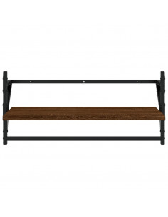 Set Mensole Parete con Aste 4pz Rovere Marrone in Multistrato