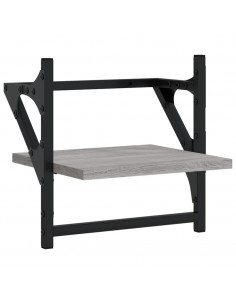 Set Mensole Parete con Aste 6pz Grigio Sonoma Legno Multistrato