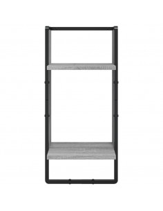 Set Mensole Parete con Aste 6pz Grigio Sonoma Legno Multistrato