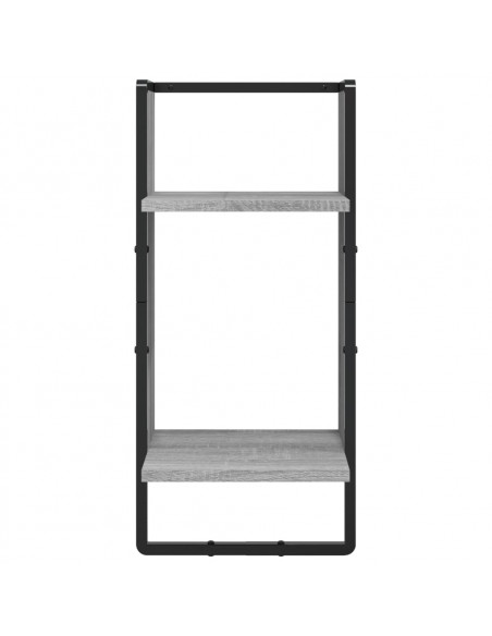 Set Mensole Parete con Aste 6pz Grigio Sonoma Legno Multistrato
