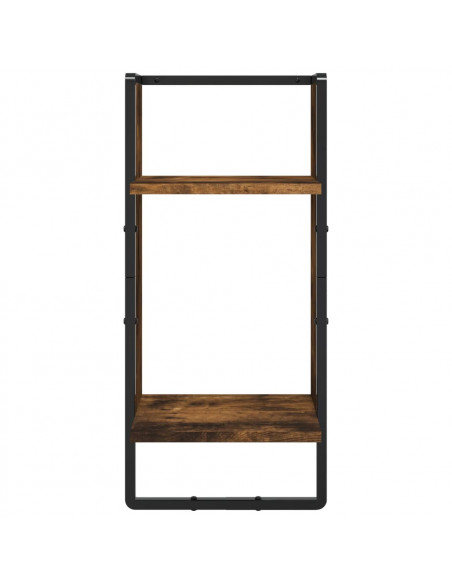 Set Mensole Parete con Aste 6pz Rovere Fumo Legno Multistrato