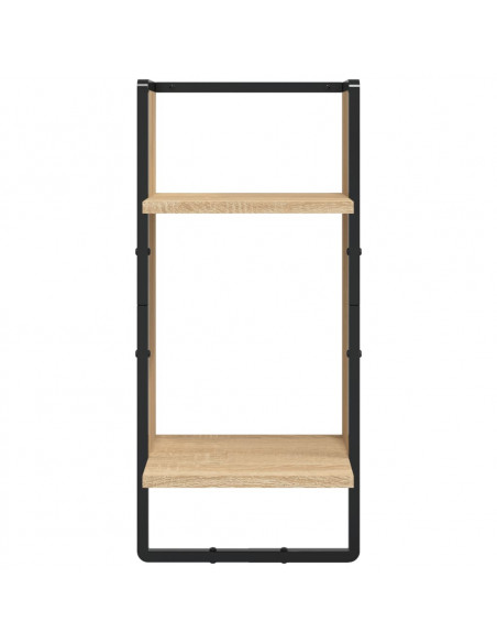 Set Mensole Parete con Aste 6pz Rovere Sonoma Legno Multistrato
