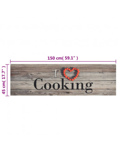 Tappeto da Cucina Lavabile Grigio Cucinare 45x150 cm Velluto