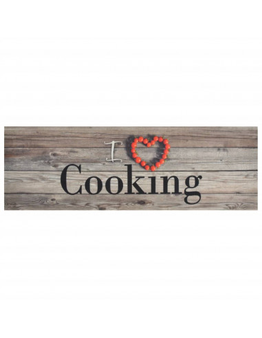 Tappeto da Cucina Lavabile Grigio Cucinare 60x180 cm Velluto