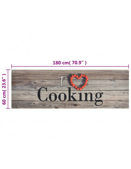 Tappeto da Cucina Lavabile Grigio Cucinare 60x180 cm Velluto