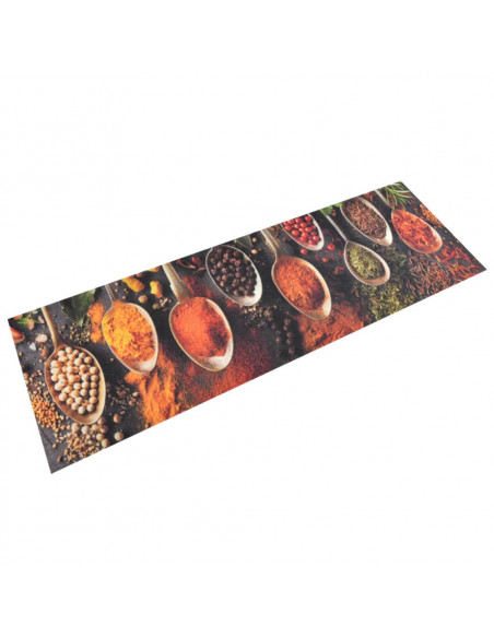 Tappeto da Cucina Lavabile Cucchiai e Spezie 60x180 cm Velluto