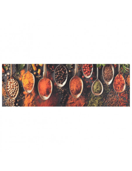Tappeto da Cucina Lavabile Cucchiai e Spezie 60x180 cm Velluto