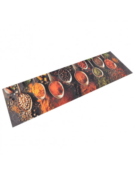 Tappeto da Cucina Lavabile Cucchiai e Spezie 45x150 cm Velluto