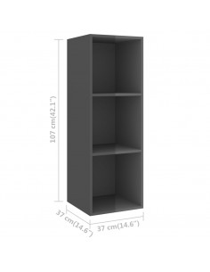 Set Mobile TV 3 pz Grigio Lucido in Truciolato