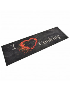 Tappeto da Cucina Lavabile Nero Cucinare 45x150 cm Velluto