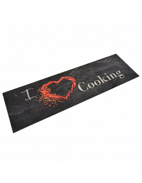Tappeto da Cucina Lavabile Nero Cucinare 45x150 cm Velluto