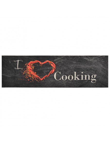 Tappeto da Cucina Lavabile Nero Cucinare 45x150 cm Velluto