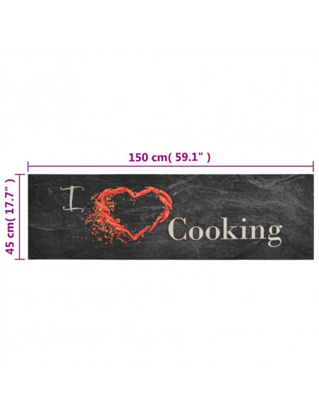 Tappeto da Cucina Lavabile Nero Cucinare 45x150 cm Velluto